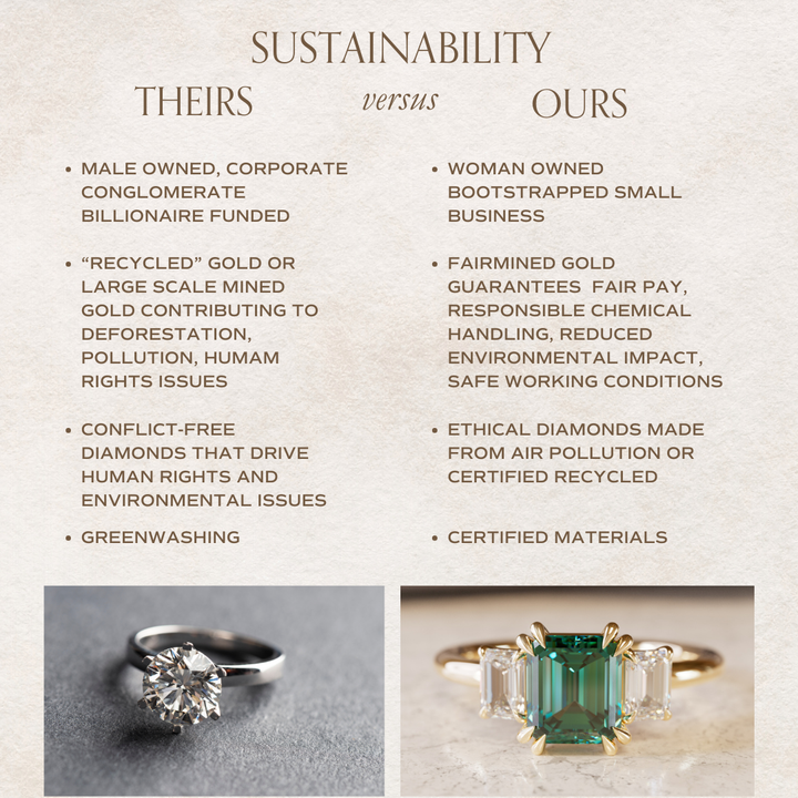 Unique Engagement Ring, Green Sapphire Emerald Cut Three Stone By Valley Rose