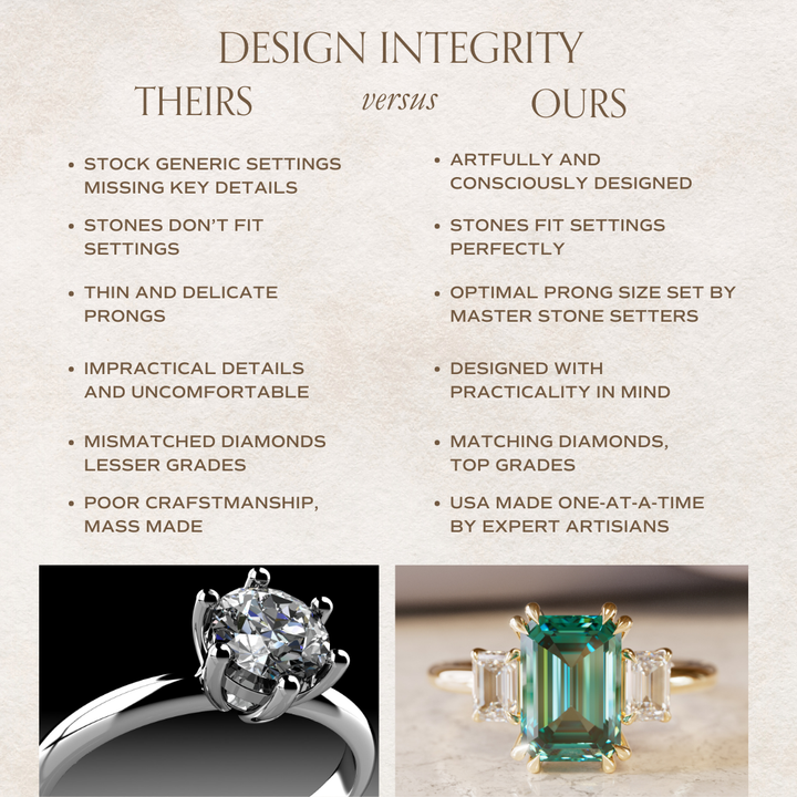 Unique Engagement Ring, Green Sapphire Emerald Cut Three Stone By Valley Rose