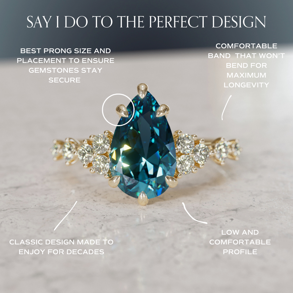 Unique Engagement Ring with Pear Blue Sapphire and Diamonds By Valley Rose