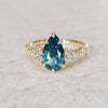 Unique Engagement Ring with Pear Blue Sapphire and Diamonds By Valley Rose
