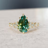 Unique Engagement Ring with Pear Green Sapphire and Diamonds By Valley Rose