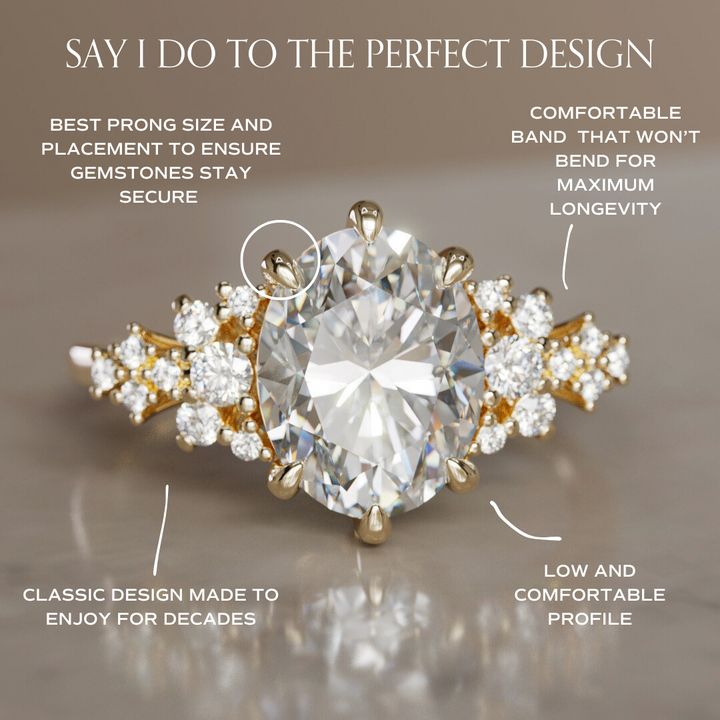 Unique Fantasy Engagement Ring with Oval Cut Diamond Flower Inspired By Valley Rose