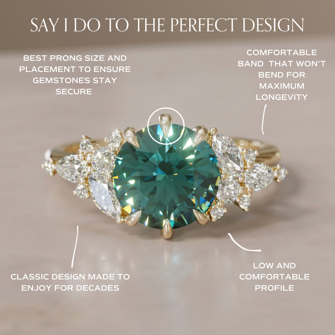 Unique Flower Teal Sapphire Engagement Ring Nature Inspired By Valley Rose