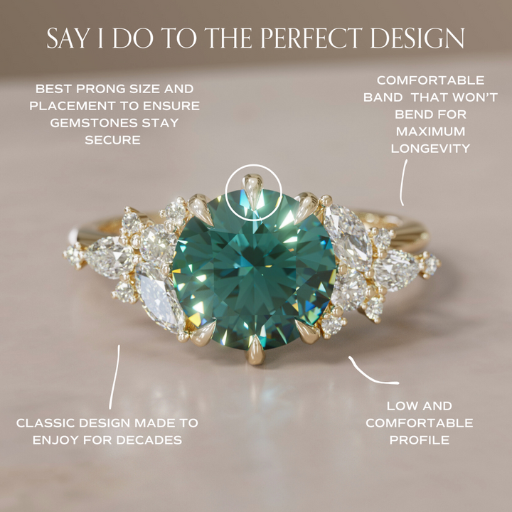 Unique Flower Teal Sapphire Engagement Ring Nature Inspired By Valley Rose