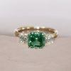 Unique Green Sapphire and Diamond Engagement Ring, Asscher Cut Three Stone By Valley Rose
