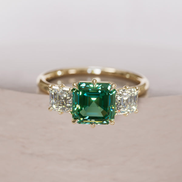 Ari Asscher Cut Green Sapphire Engagement Ring, Setting Only