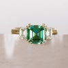 Unique Green Sapphire Engagement Ring Three Stone Asscher Cut By Valley Rose