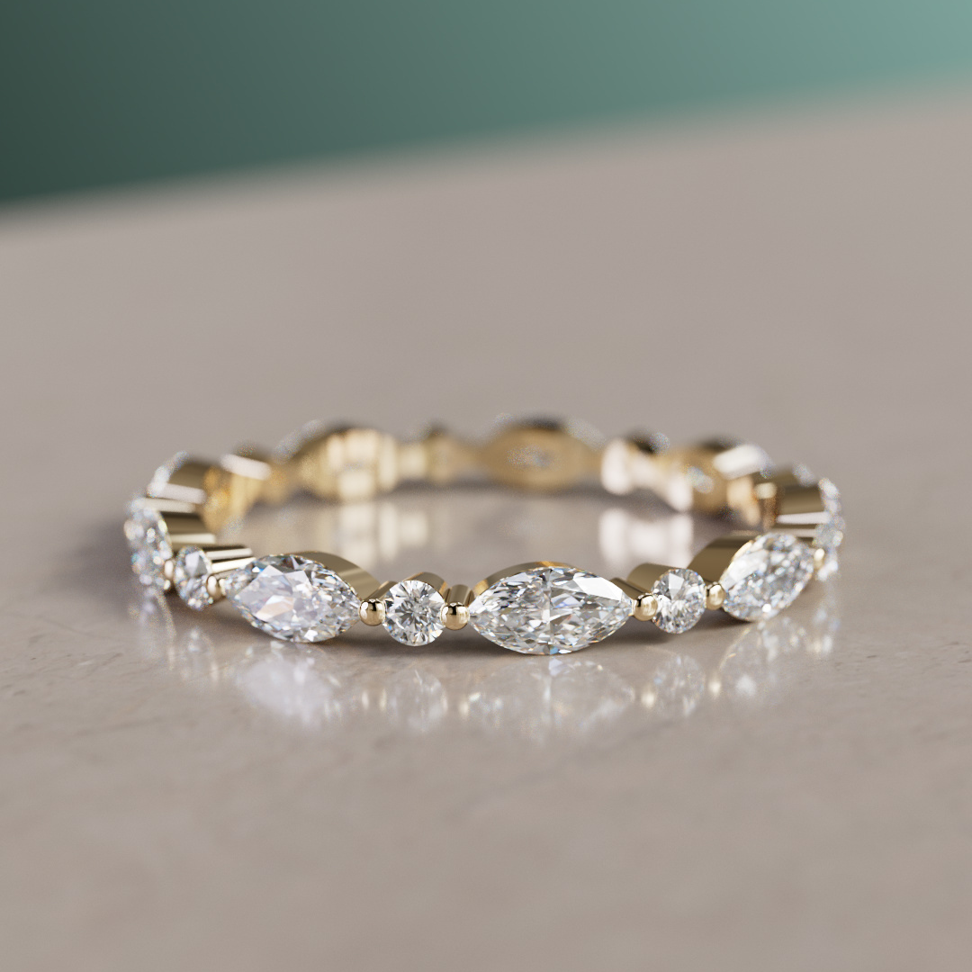 Unique Marquise Diamond Wedding Ring Eternity Style By Valley Rose
