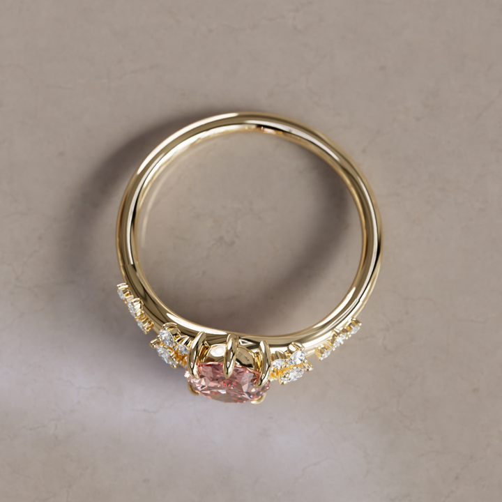Unique Nature Oval Pink Lab Created Diamond Engagement Ring By Valley Rose