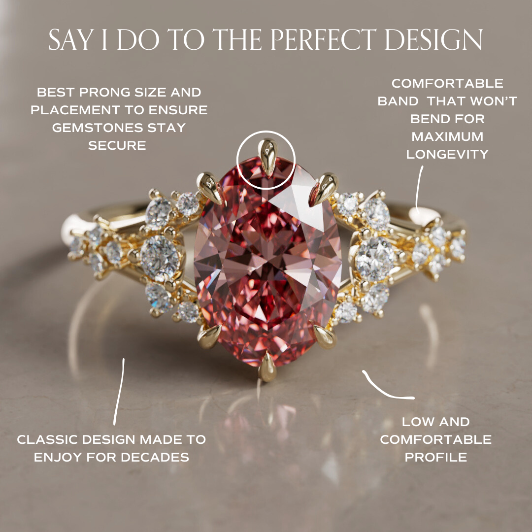 Unique Nature Oval Pink Lab Created Diamond Engagement Ring By Valley Rose