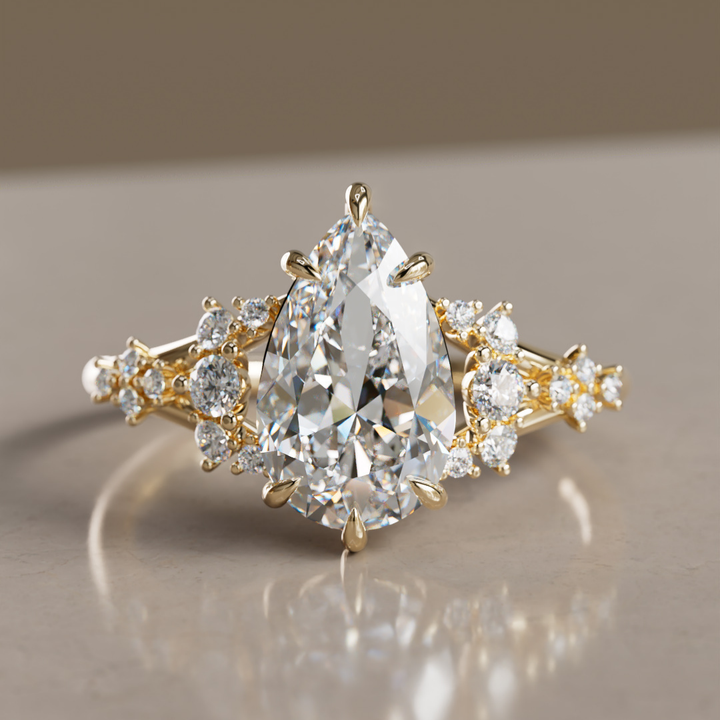Unique Nature Pear Lab Created Diamond Engagement Ring By Valley Rose