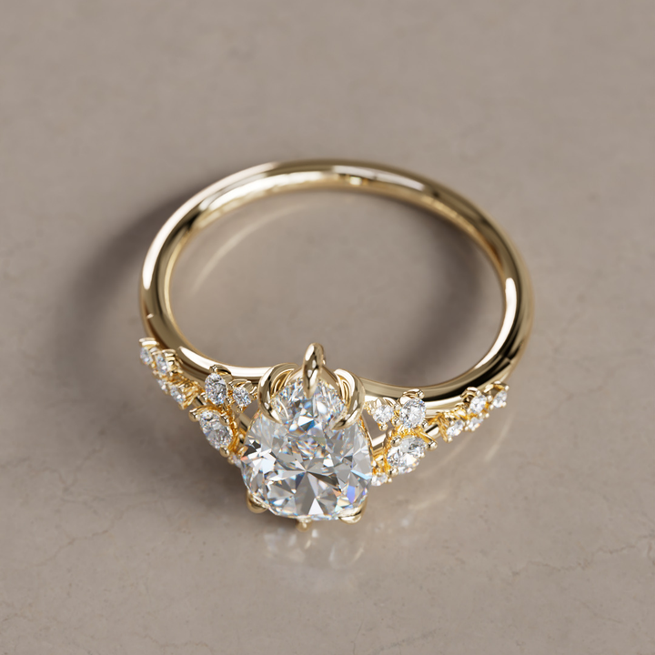 Unique Nature Pear Lab Created Diamond Engagement Ring By Valley Rose
