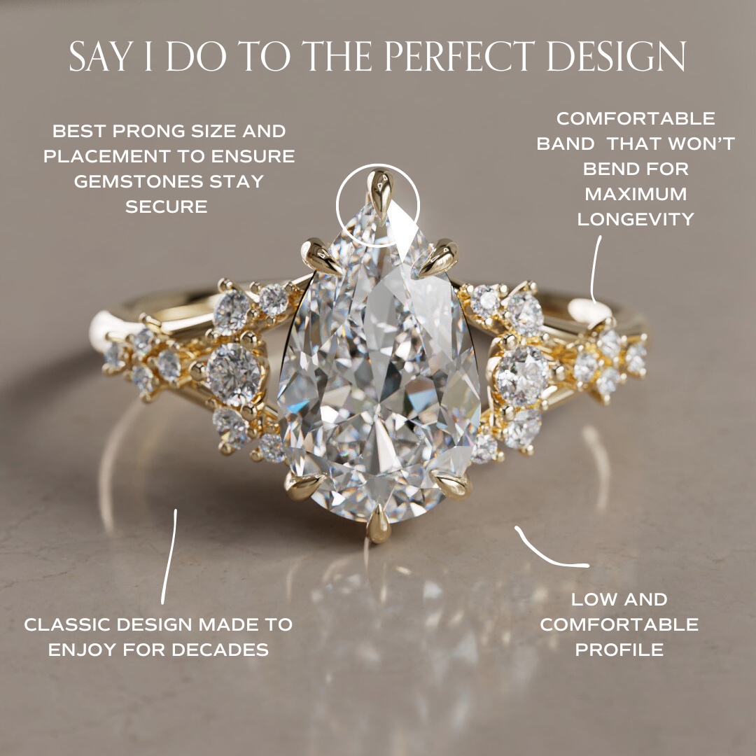 Unique Nature Pear Lab Created Diamond Engagement Ring By Valley Rose