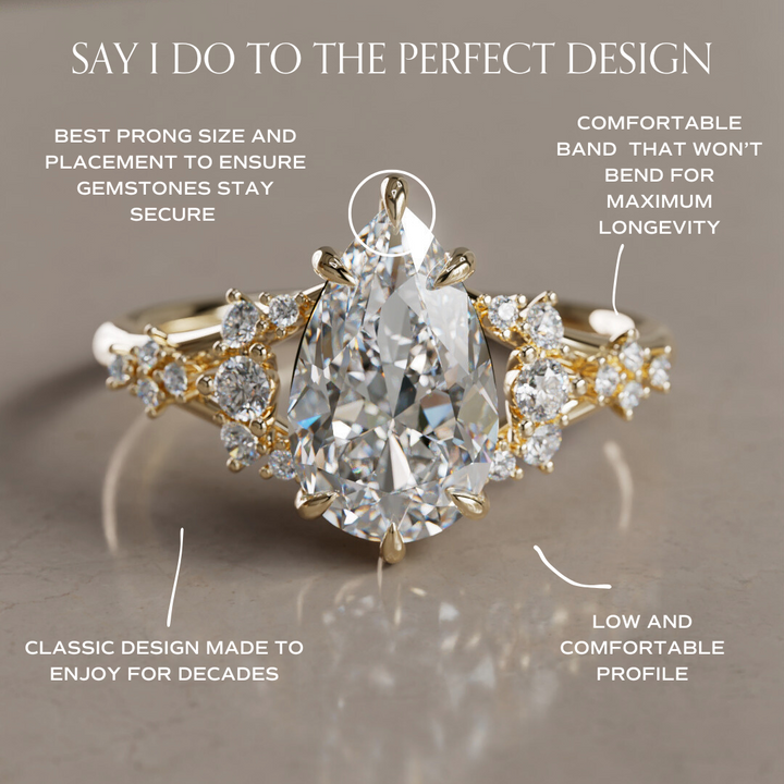 Unique Nature Pear Lab Created Diamond Engagement Ring By Valley Rose
