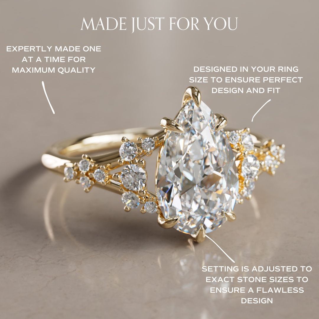Unique Nature Pear Lab Created Diamond Engagement Ring By Valley Rose