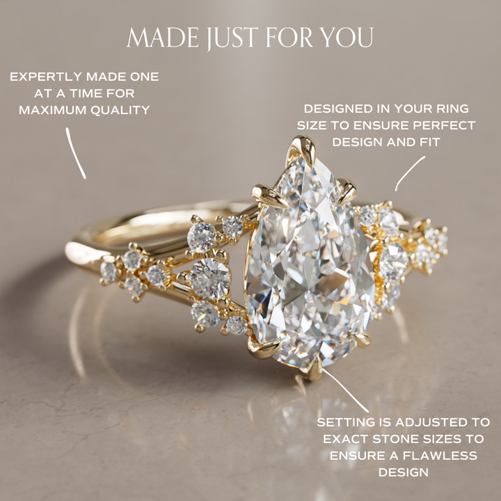 Unique Nature Pear Lab Created Diamond Engagement Ring By Valley Rose