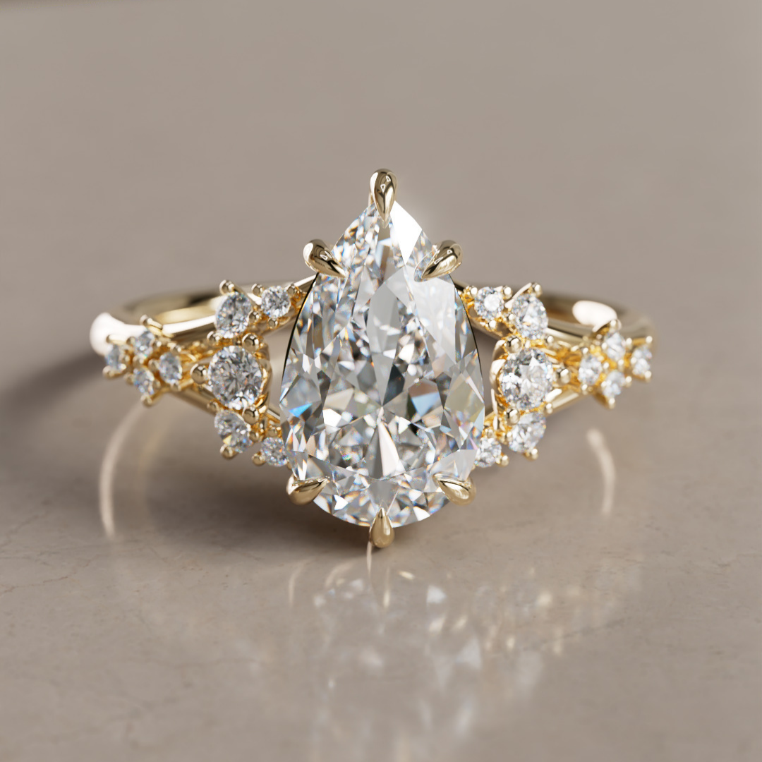 Unique Nature Pear Lab Created Diamond Engagement Ring By Valley Rose