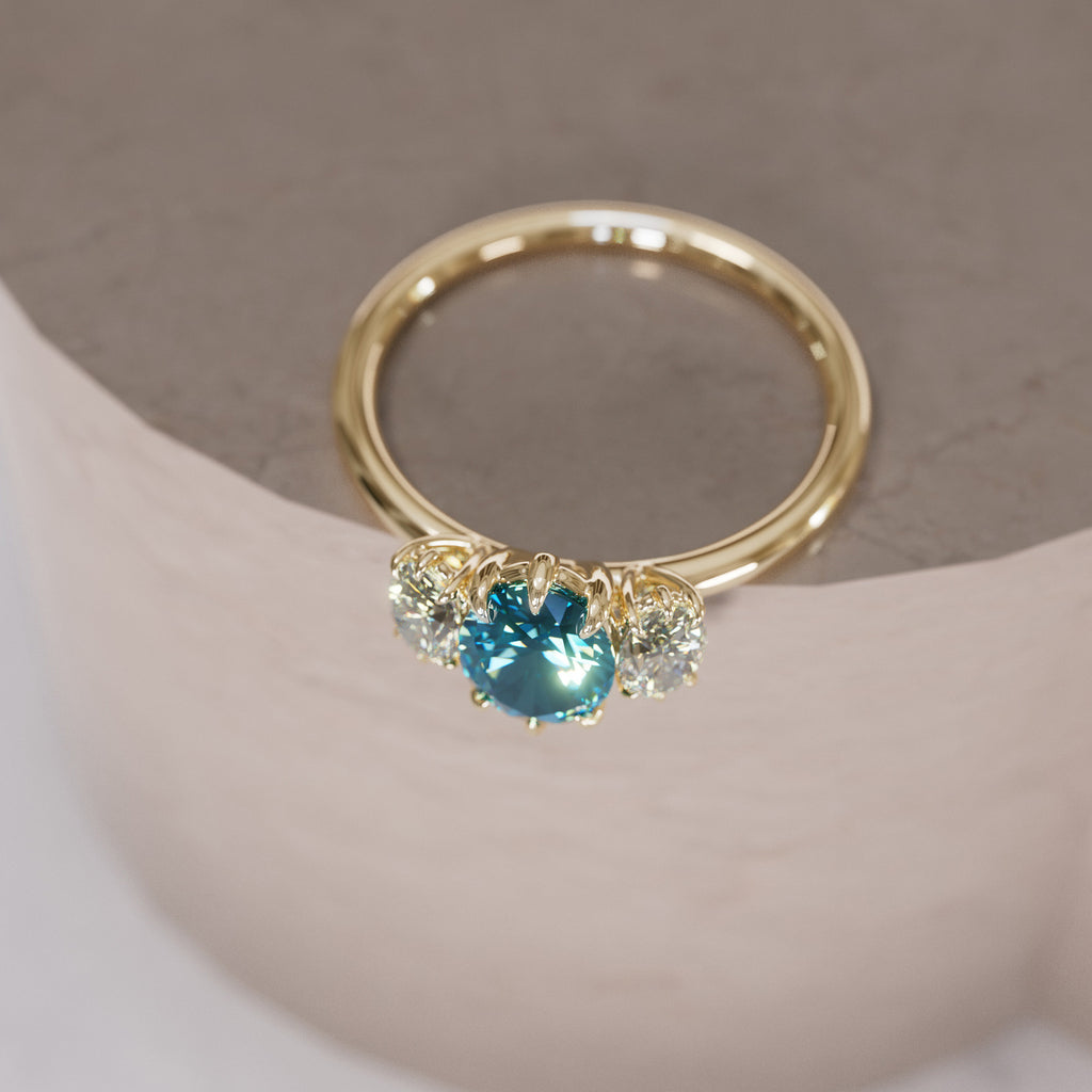 Unique Oval Blue Sapphire Engagement Ring with Diamonds By Valley Rose