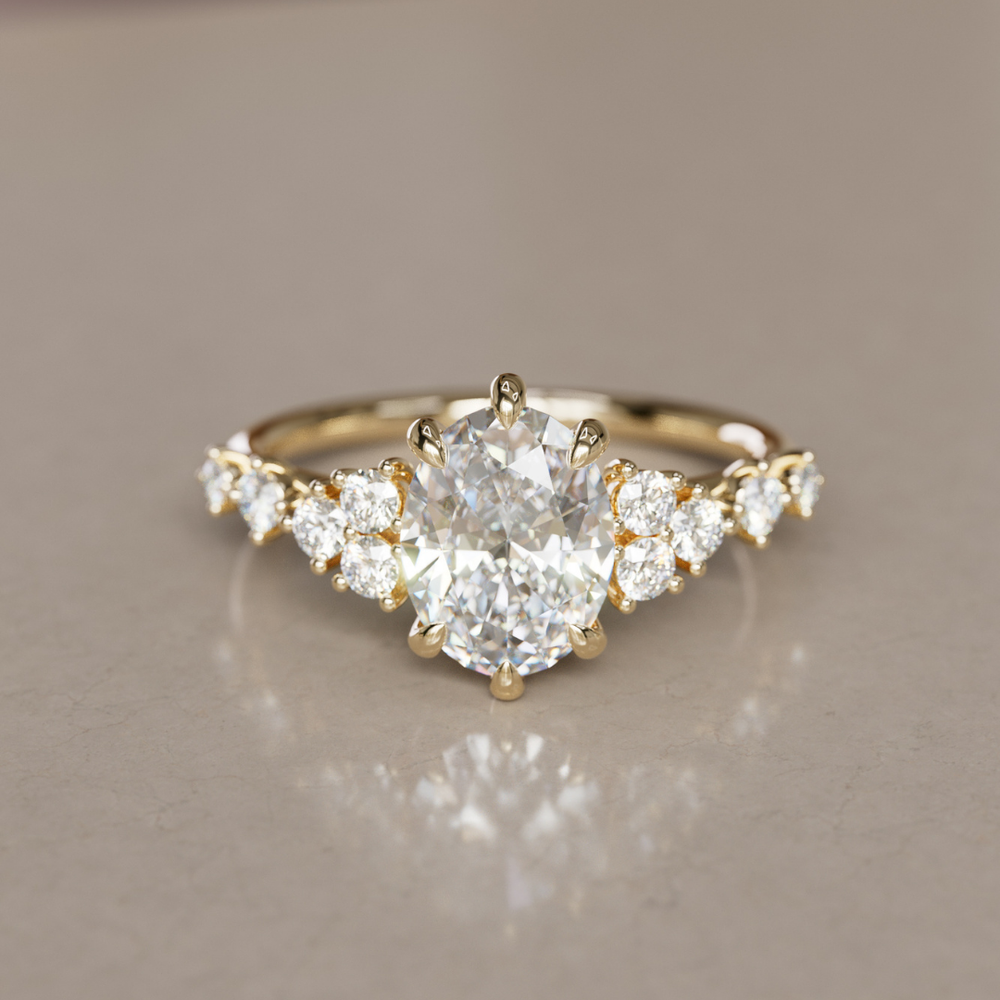 Unique Oval Engagement Ring with Celestial Fairytale Diamonds By Valley Rose