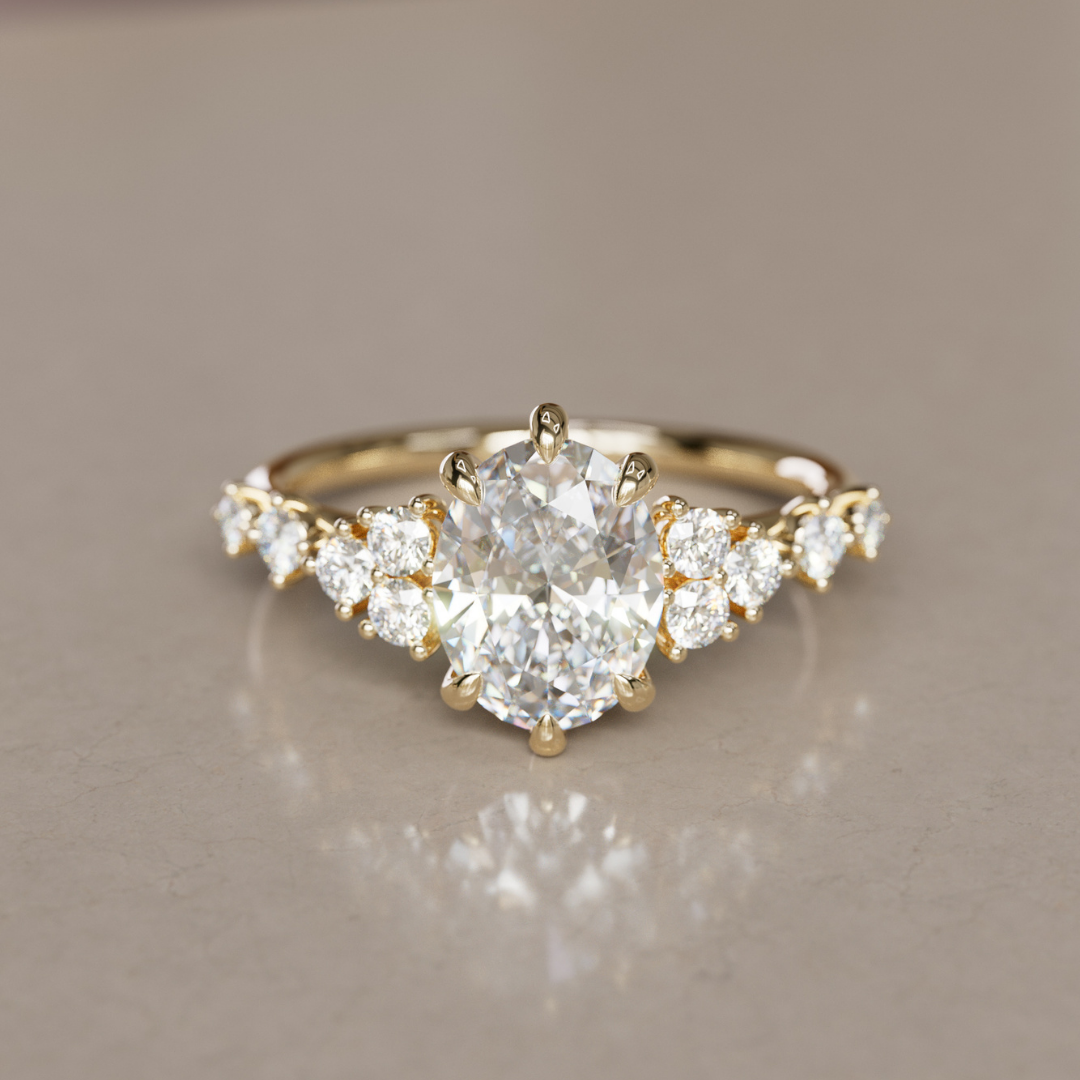 Unique Oval Engagement Ring with Celestial Fairytale Diamonds By Valley Rose