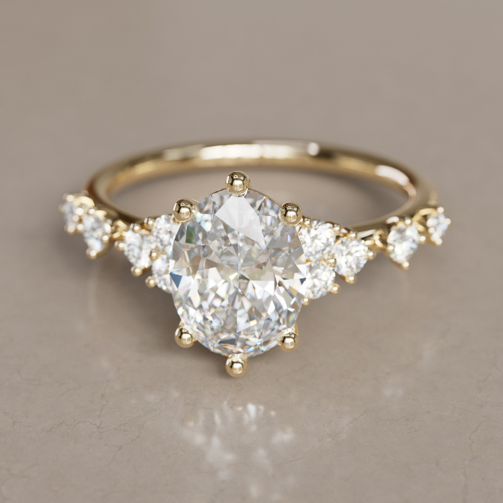 Unique Oval Engagement Ring with Celestial Fairytale Diamonds By Valley Rose