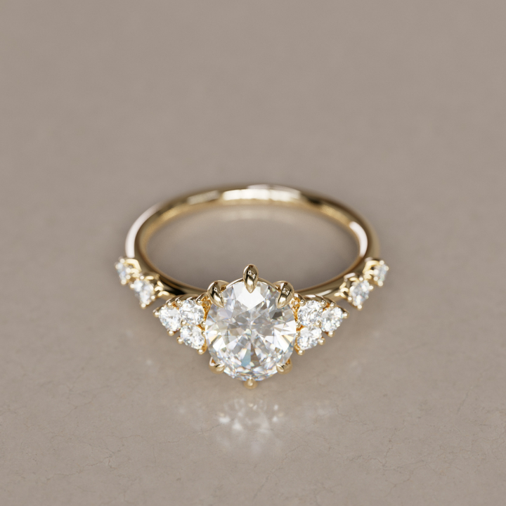Unique Oval Engagement Ring with Celestial Fairytale Diamonds By Valley Rose
