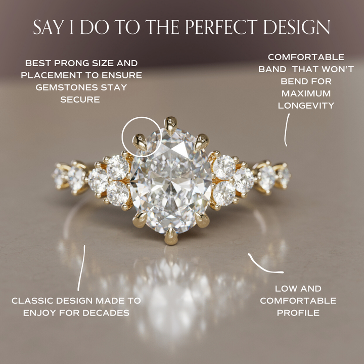Unique Oval Engagement Ring with Celestial Fairytale Diamonds By Valley Rose