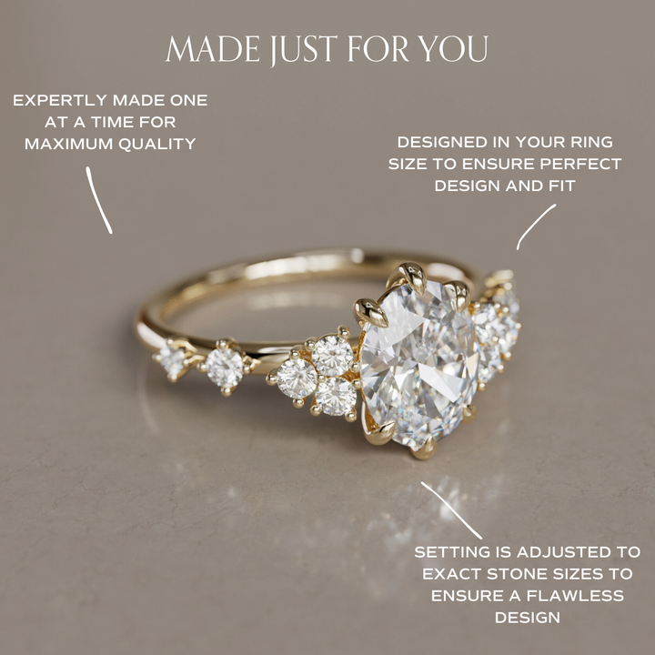 Unique Oval Engagement Ring with Celestial Fairytale Diamonds By Valley Rose