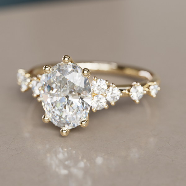 Unique Oval Engagement Ring with Celestial Fairytale Diamonds By Valley Rose