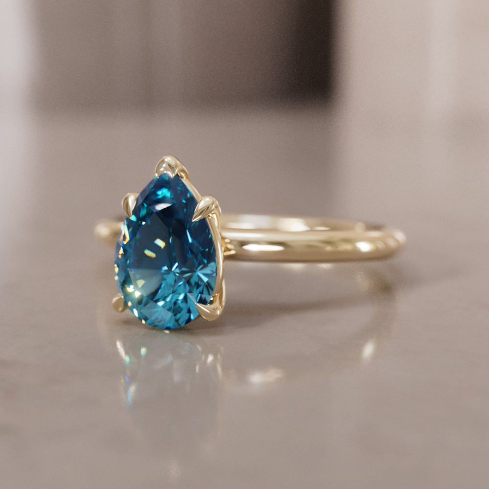 Unique Pear Shaped Engagement Ring, Blue Sapphire Solitaire By Valley Rose