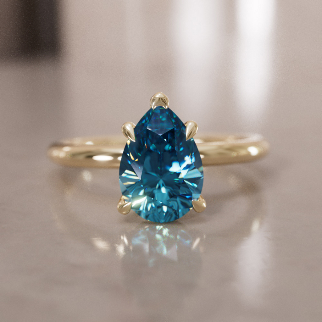 Unique Pear Shaped Engagement Ring, Blue Sapphire Solitaire By Valley Rose