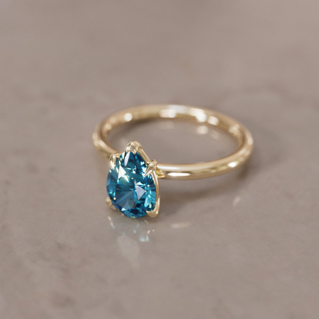 Unique Pear Shaped Engagement Ring, Blue Sapphire Solitaire By Valley Rose