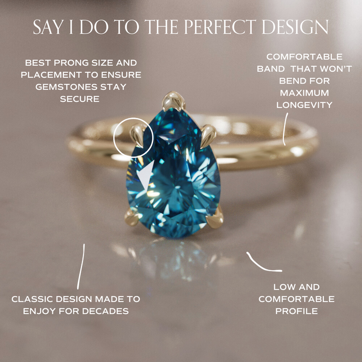 Unique Pear Shaped Engagement Ring, Blue Sapphire Solitaire By Valley Rose