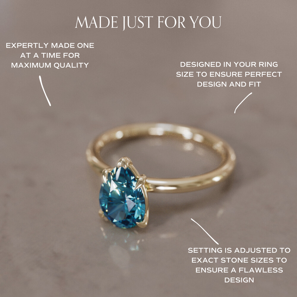 Unique Pear Shaped Engagement Ring, Blue Sapphire Solitaire By Valley Rose