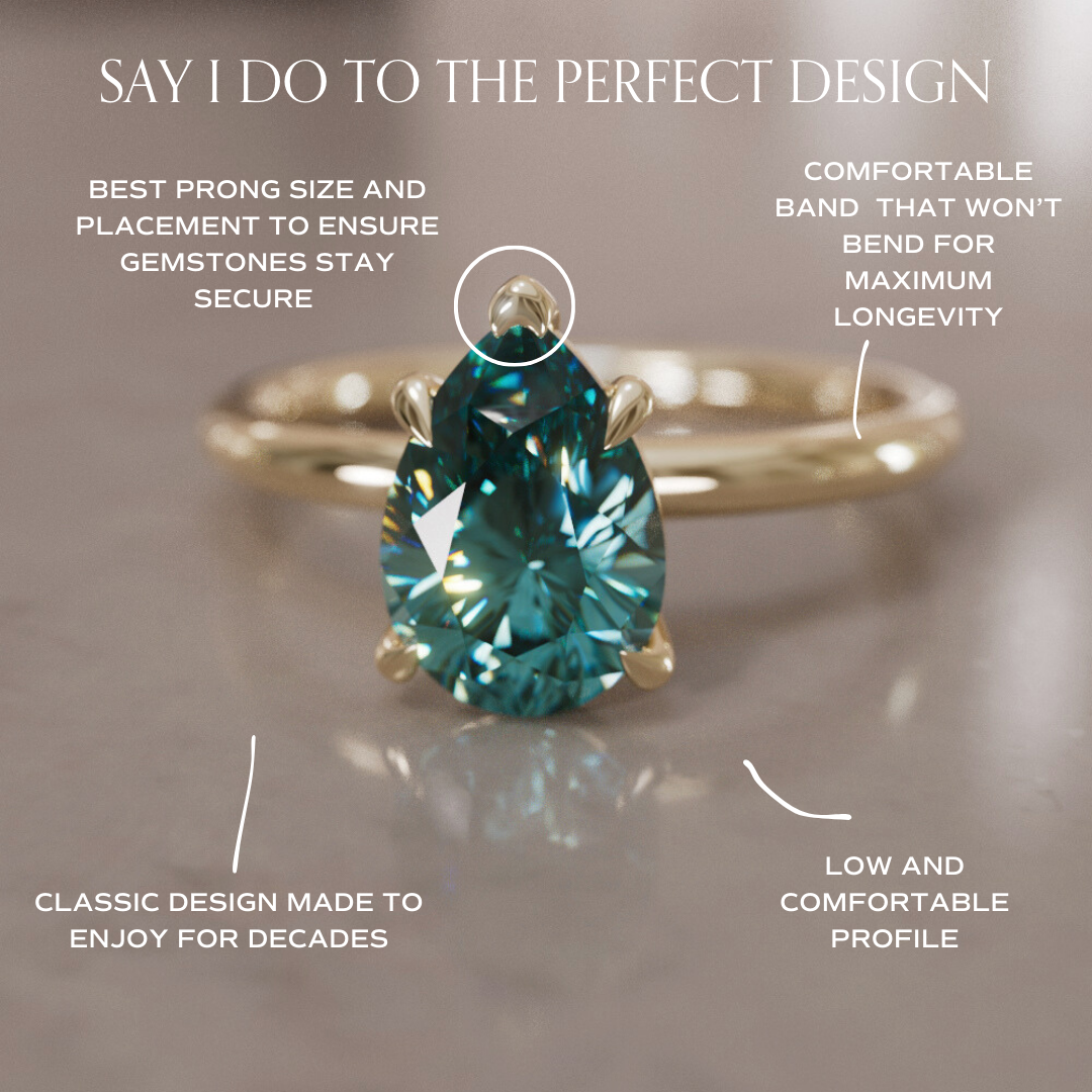 Unique Pear Shaped Engagement Ring, Teal Sapphire Solitaire By Valley Rose