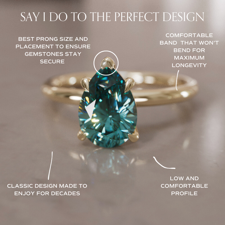 Unique Pear Shaped Engagement Ring, Teal Sapphire Solitaire By Valley Rose