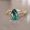 Unique Pear Shaped Engagement Ring, Teal Sapphire Solitaire By Valley Rose