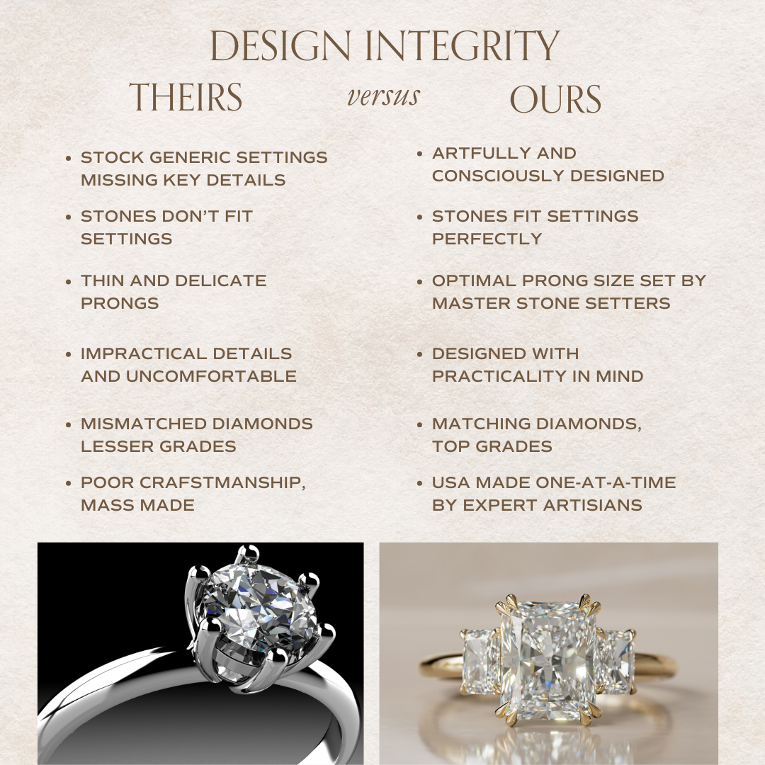 Unique Radiant Cut Lab Created Diamond Three Stone Engagement Ring By Valley Rose