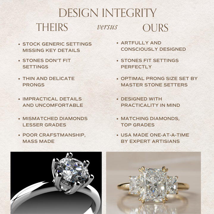 Unique Radiant Cut Lab Created Diamond Three Stone Engagement Ring By Valley Rose