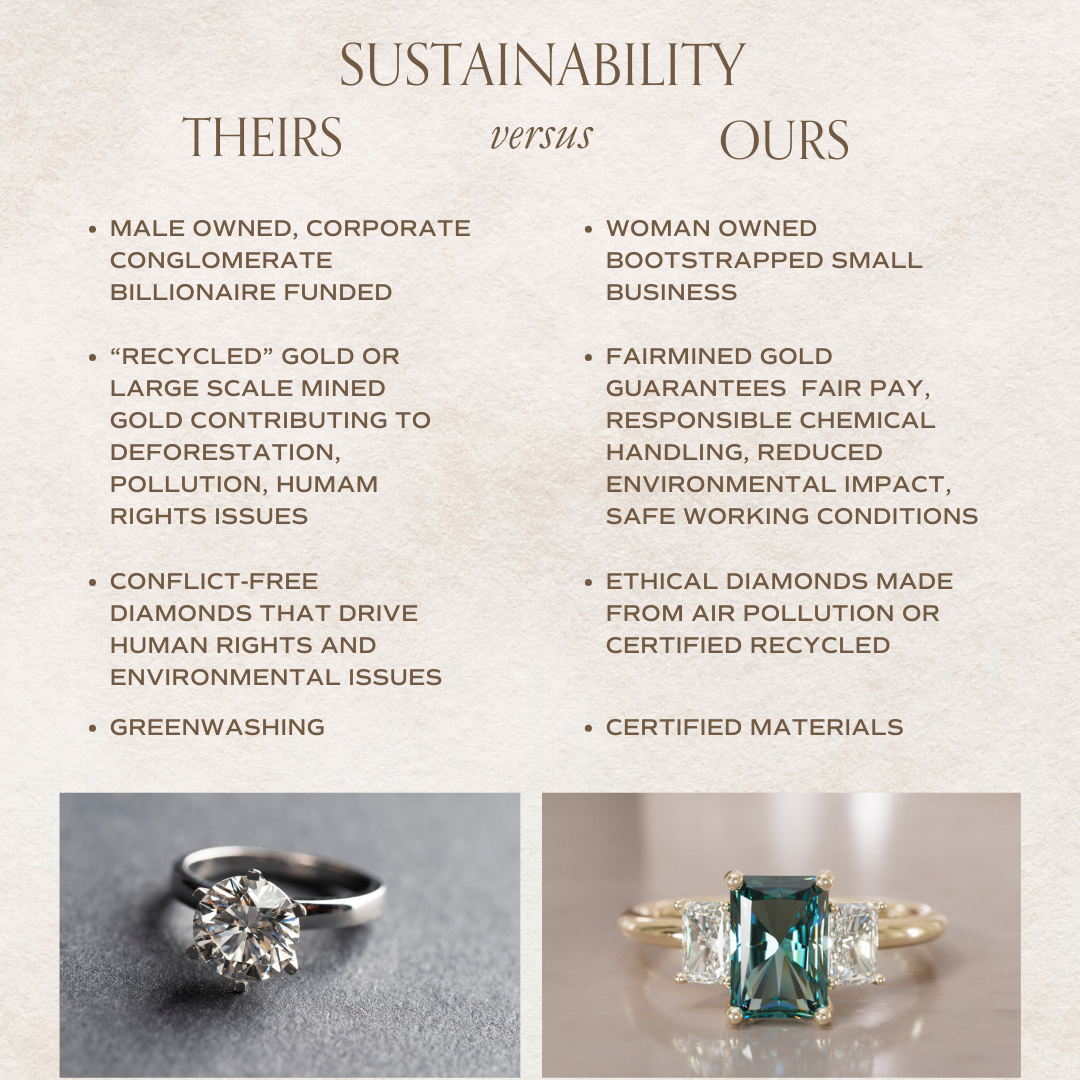 Unique Radiant Cut Teal Sapphire and Diamond Engagement Ring By Valley Rose
