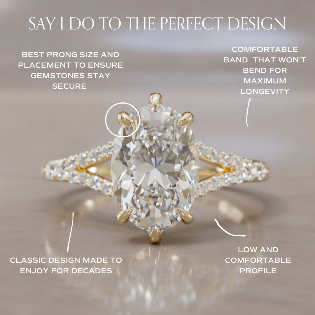 Unique Split Shank Engagement Ring with Oval Diamond By Valley Rose