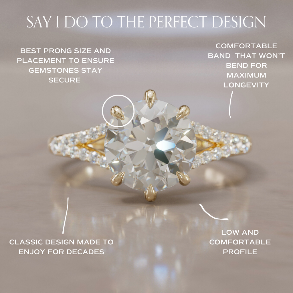 Unique Split Shank Engagement Ring with Round Diamond By Valley Rose