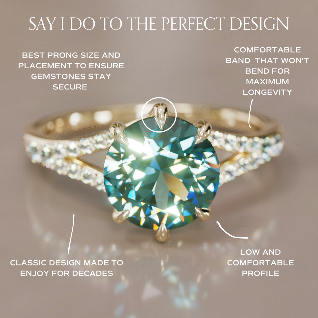 Unique Split Shank Engagement Ring with Teal Sapphire By Valley Rose