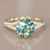 Unique Split Shank Engagement Ring with Teal Sapphire By Valley Rose