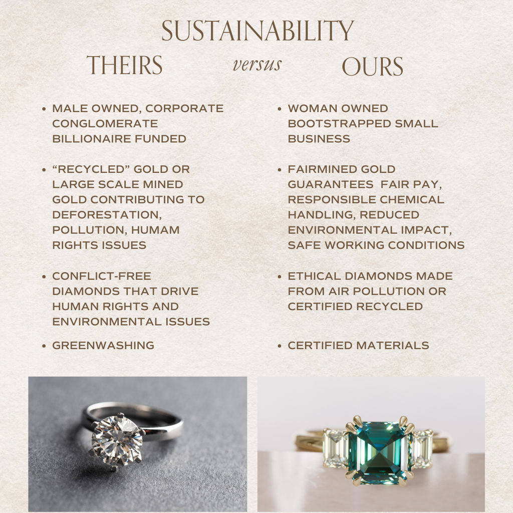Unique Teal Sapphire Engagement Ring Three Stone Asscher Cut By Valley Rose
