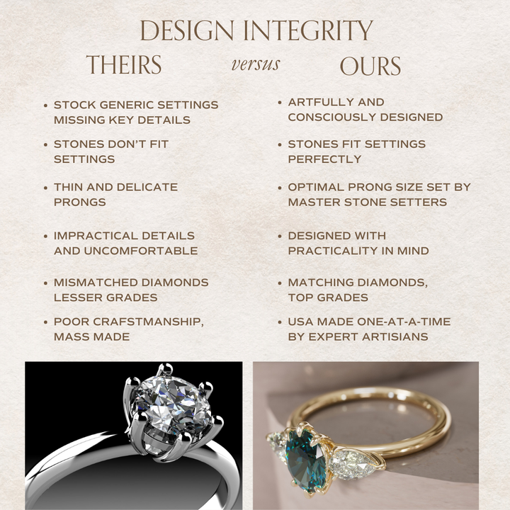 Unique Teal Sapphire Engagement Ring with Three Stone Oval and Pear Diamonds By Valley Rose