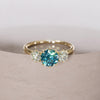 Three Stone Blue Sapphire Engagement Ring with Diamonds By Valley Rose