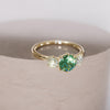 Three Stone Green Sapphire Engagement Ring with Diamonds By Valley Rose