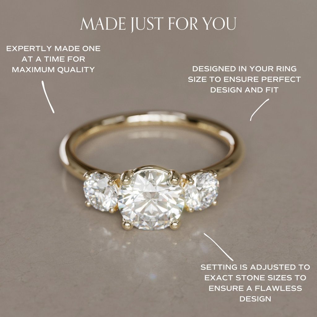 Three Stone Round Diamond Engagement Ring By Valley Rose