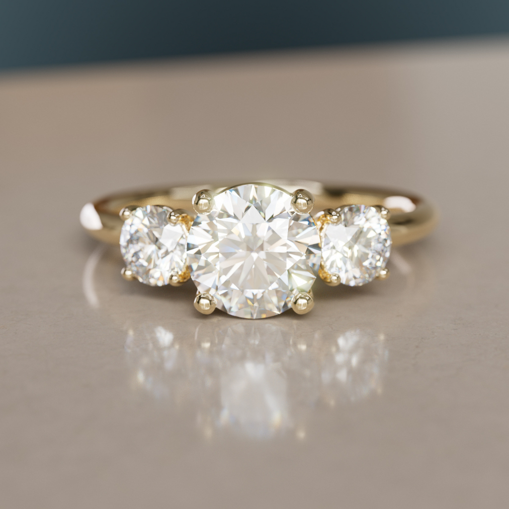 Three Stone Round Diamond Engagement Ring By Valley Rose